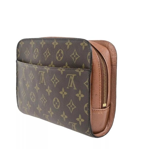 LOUIS VUITTON Orsay Clutch Hand Bag Monogram Leather Brown France - Picture 4 of 15